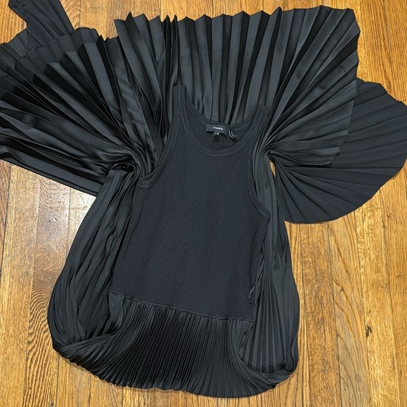 Theory vinessi belsay assymetrical ribbed maxi dress black size S pleated - Picture 2 of 7